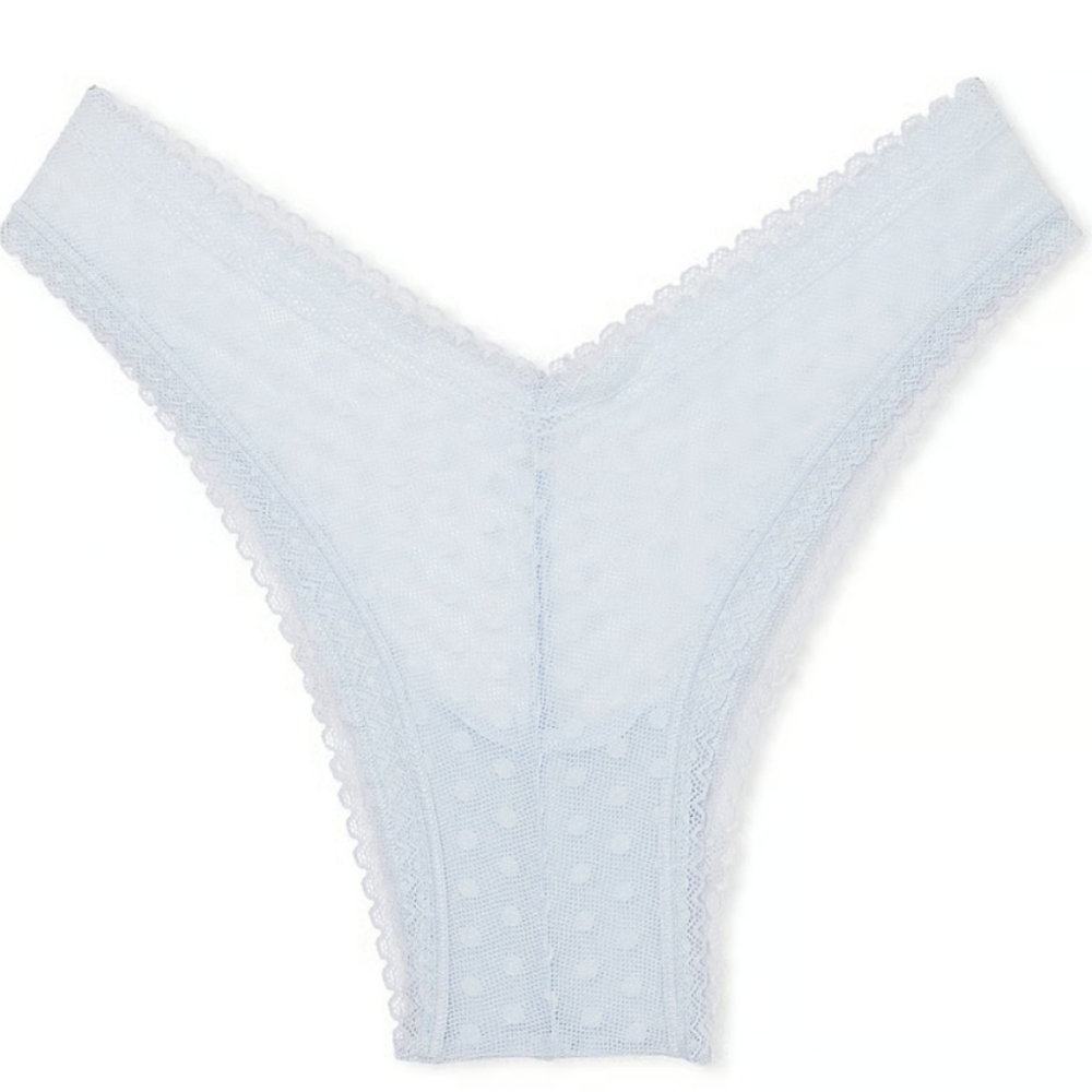 Victoria's Secret Light Blue Sheer Wink V Front Brazilian Panty XXL Brand New